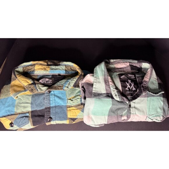 Lot of 2 Vans Long Sleeve Button-Down Flannel Anthony Van Engelen Shirt Mens L - Picture 1 of 12